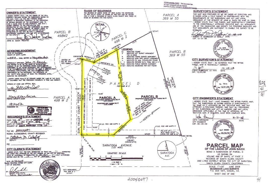 00000 Sun Valley Court, SARATOGA, California 95070, ,Lots And Land,For Sale,Sun Valley Court,40966436