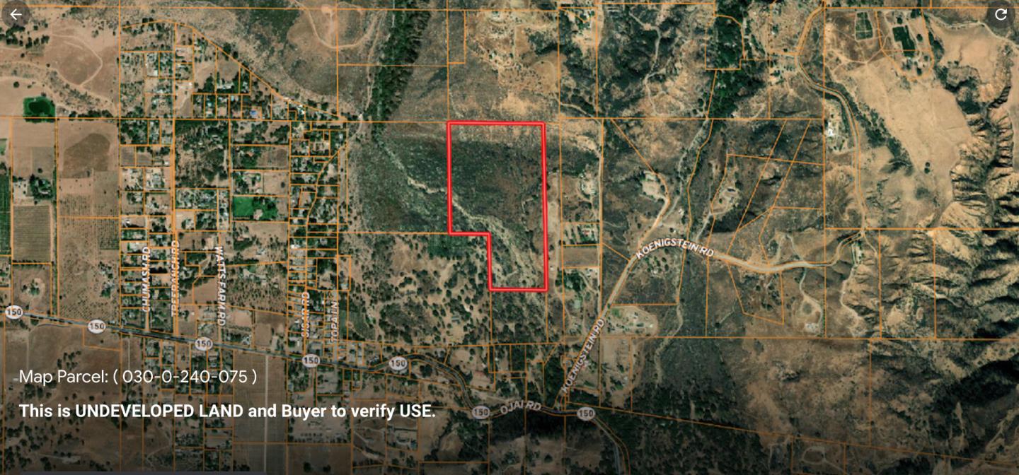00 Koenigstein Road, OTHER - SEE REMARKS, California 93060, ,Lots And Land,For Sale,Koenigstein Road,40963571