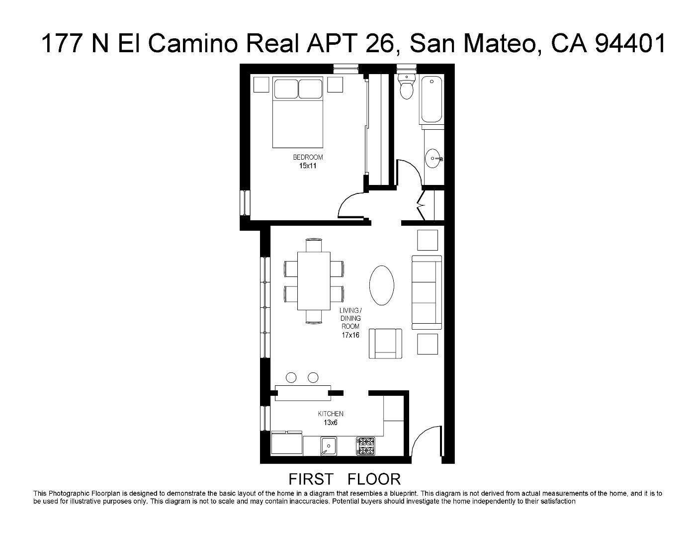 177 N El Camino Real 26, San Mateo, CA 94401 1 Beds 1 Baths