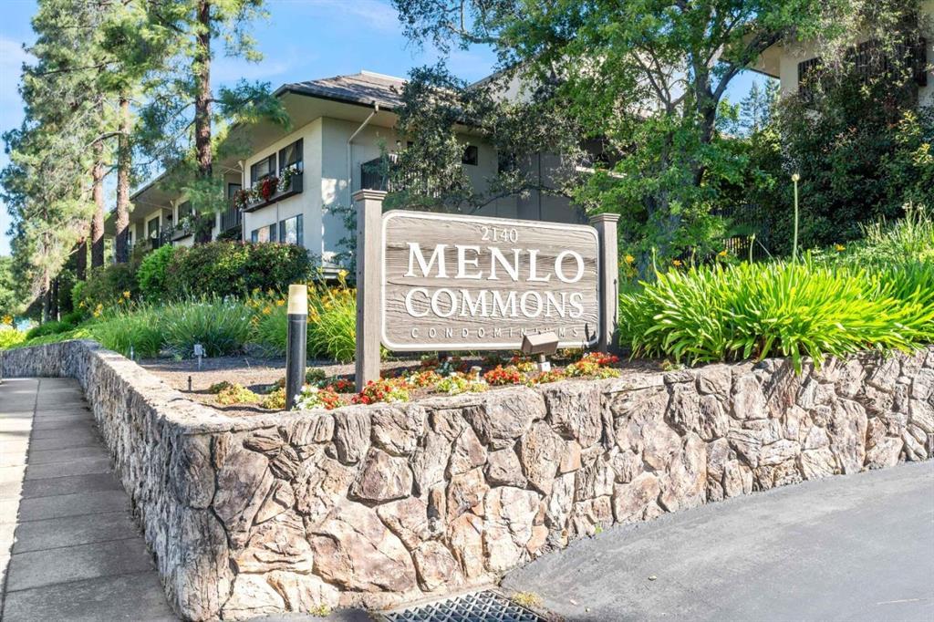 Welcome to Menlo Commons. Rarely available, this 1st floor unit is in a very quiet, serene location.  Tastefully remodeled with an updated Kitchen, 2 refinished baths, fresh designer paint, and new designer carpeting throughout. The primary bedroom features an en suite bathroom, extra closet space and a lovely patio outside overlooking lush gardens. In-unit washer/dryer space & additional storage. Your new home has easy access, all on one level. The complex is well maintained and extremely comfortable: relax in the heated pool & spa, community clubhouse & kitchen, and exercise room. Enjoy the lush park-like setting as you stroll around this gated community. Exceptional location with easy access to Highway 280, Stanford University, Stanford Shopping Center, Sharon Heights Shopping Center, top restaurants nearby. Designed for active adults (one resident must be 55 years +), there is plenty of exceptional hiking, biking & golf close by. Welcome Home to Menlo Commons!